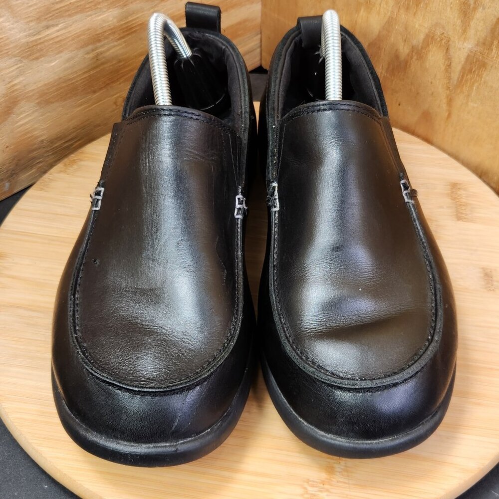 Crocs Mens Tummler Leather Slip Resistant Work Shoes Loafers - Picture 3 of 10
